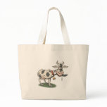 funny cow biting tail bags