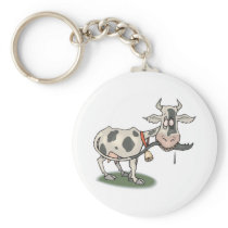 funny cow biting tail keychain
