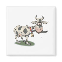 funny cow biting tail refrigerator magnets