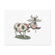 funny cow biting tail post cards