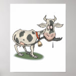 funny cow biting tail posters