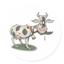 funny cow biting tail sticker