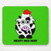 Funny cow Christmas Mousemats