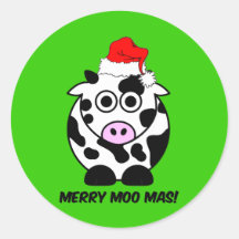 Funny cow Christmas Round Sticker