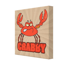 funny crabby red crab with an attitude stretched canvas print