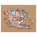 funny crash landing flying pig cartoon flyers