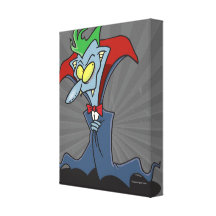 funny creepy vampire catoon character stretched canvas prints