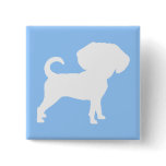 Funny Cute Big Head Puggle Dog (white) buttons