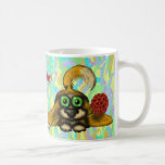 Funny cute dog with flower mug design