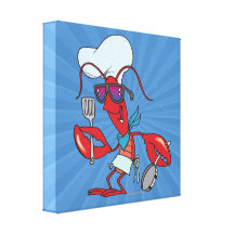 funny cute lobster cook chef stretched canvas print