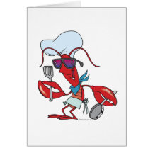 funny cute lobster cook chef card