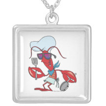 funny cute lobster cook chef custom necklace