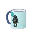 Funny cute robot with balloon coffee mug design