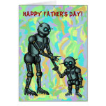 Funny cute robots happy Father's day card design