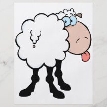funny cute sheep sticking tongue out from behind flyer design