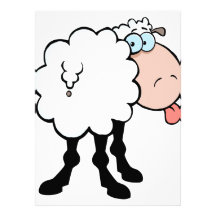 funny cute sheep sticking tongue out from behind custom invitations