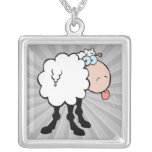 funny cute sheep sticking tongue out from behind custom jewelry
