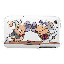 funny cute silly wedding pigs bride groom iPhone 3 case