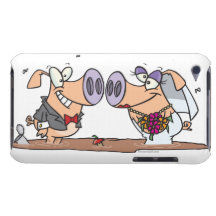 funny cute silly wedding pigs bride groom iPod touch cases