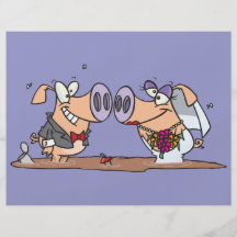funny cute silly wedding pigs bride groom full color flyer