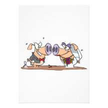 funny cute silly wedding pigs bride groom personalized invites