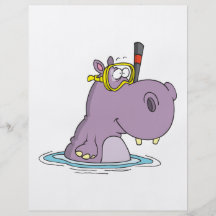 funny cute snorkelling swimming hippo full color flyer