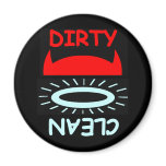 Funny Devil Angel Dirty Clean Round Dishwasher magnets