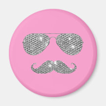 Funny Diamond Moustache With Glasses Refrigerator Magnet