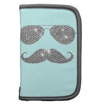 Funny Diamond Moustache With Glasses Folio Planners