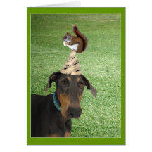 Funny dog and squirrel birthday card