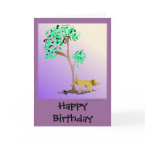 Funny Dog and Tree Edgy Birthday Card