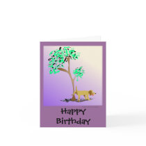 Funny Dog and Tree Edgy Birthday Card