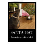 Funny dog Santa hat Christmas greeting card