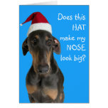 Funny dog with Santa Hat Christmas card