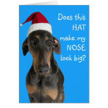 Funny dog with Santa Hat Christmas card