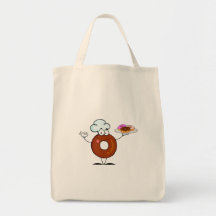 funny doughnut doughnut chef cartoon character canvas bag