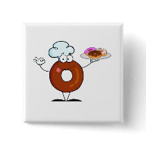 funny doughnut doughnut chef cartoon character pin