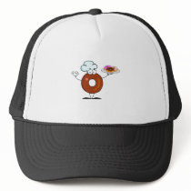 funny doughnut doughnut chef cartoon character hat