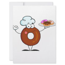 funny doughnut doughnut chef cartoon character personalised invite