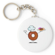 funny doughnut doughnut chef cartoon character key chains