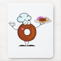 funny doughnut doughnut chef cartoon character mouse mats