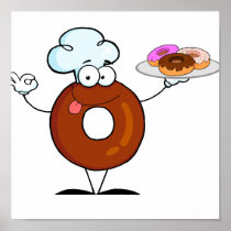 funny doughnut doughnut chef cartoon character print