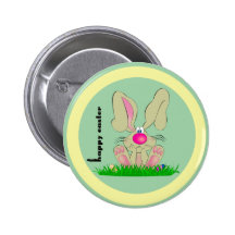 Funny Easter Bunny Button
