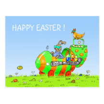 funny easter egg tank postcard