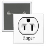 Funny Electrical Outlet Name Badge | Name Tags Pin