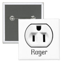Funny Electrical Outlet Name Badge | Name Tags Pin