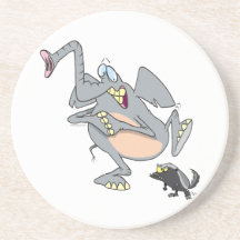funny elephant afraid of honey badger drink coasters
