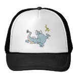 funny elephant slipping on banana peel mesh hat