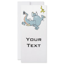funny elephant slipping on banana peel personalised rack card