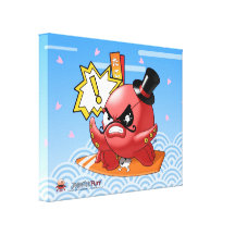 Funny Evil Red Octopus with Mustache and Top Hat Gallery Wrapped Canvas